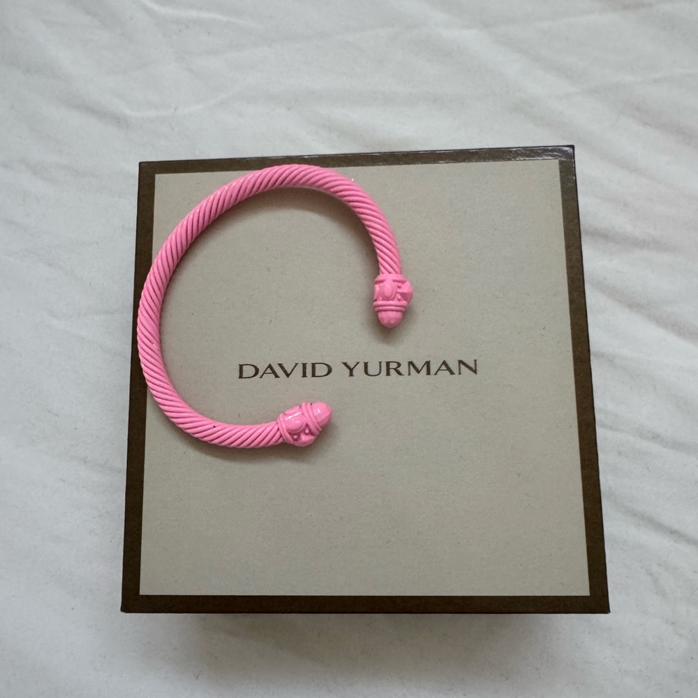 David Yurman Renaissance 5mm Pink Cable Cuff Bracelet 17cm Like New